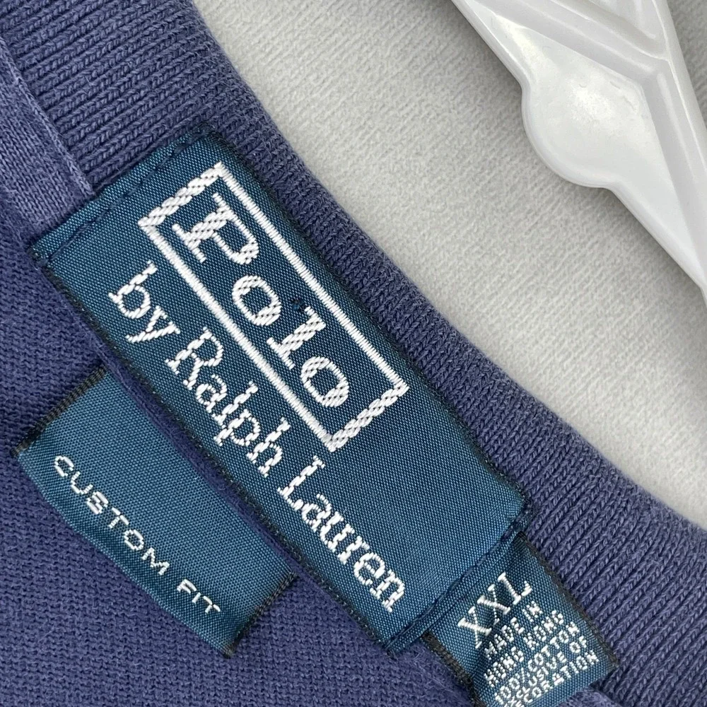 VTG Polo Ralph Lauren‎ Mens XXL Custom Fit Navy Blue S/S Preppy Pique Polo Shirt